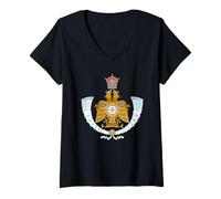 Femme Armoiries du Prince héritier iranien avec Blason impérial Persan T-Shirt avec Col en V