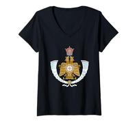 Femme Armoiries du Prince héritier iranien avec Blason impérial Persan T-Shirt avec Col en V