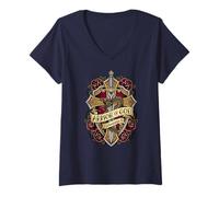 Femme Armor of God Ephesians 6 Tatouage Épée Serpent Chrétien T-Shirt avec Col en V