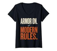 Femme Armor on Modern Rules Medieval Combat Sport Humor T-Shirt avec Col en V