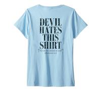 Femme Armure de Dieu Le Diable déteste Cette Chemise Ephésiens 6:11 Foi T-Shirt avec Col en V