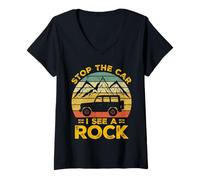 Femme Arrêtez la voiture, je vois un collectionneur de roches, géologie, géologue cool T-Shirt avec Col en V
