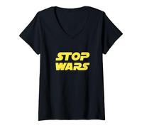 Femme Arrêtez Les Guerres, Faites la Paix sur Terre T-Shirt avec Col en V