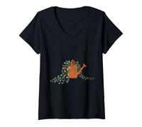 Femme Arrosoir d'où jaillit la Belle Fleur T-Shirt avec Col en V