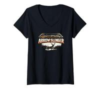 Femme Arrow Slinger tir à l'arc Traditionnel Bowhunter T-Shirt avec Col en V