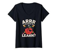 Femme ARRR Vous êtes prêt à Apprendre Un drôle de Pirate Apple School T-Shirt avec Col en V