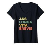 Femme Ars Longa Vita Brevis Drôle Artiste Art Latin Phrase Théâtre T-Shirt avec Col en V