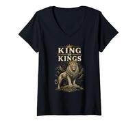 Femme Art chrétien du Lion de la révélation T-Shirt avec Col en V