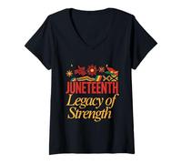 Femme Art culturel de la Force héritée pour Juneteenth T-Shirt avec Col en V