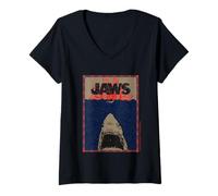 Femme Art d'ambiance palpitant en Forme de Requin dans Jaws 2025 T-Shirt avec Col en V