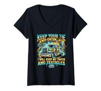 Femme Art de Chauffeur de Camion, Gardez Votre Cravate et Votre Travail de Bureau, Hommes | CDL Trucker T-Shirt avec Col en V