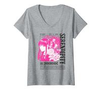 Femme Art de crâne Floral Rose Gothique animé T-Shirt avec Col en V