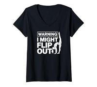 Femme Art de Gymnastique Mignon - Warning I Might Flip Out T-Shirt avec Col en V