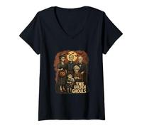 Femme Art de la famille squelette des goules d'or T-Shirt avec Col en V