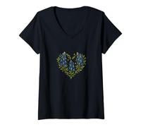 Femme Art de la fierté Nationale des Bluebonnets du Texas en Forme de cœur et de Fleurs Sauvages T-Shirt avec Col en V