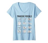 Femme Art de la paléontologie Scientifique des fossiles du Trias T-Shirt avec Col en V