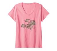 Femme Art de la pierre Peinture rupestre de Lions de Chauvet T-Shirt avec Col en V
