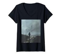Femme Art de la Vie du désert voyageant Solitaire Post-apocalyptique T-Shirt avec Col en V
