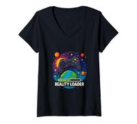 Femme Art de l'univers de Jeu Reality Loader T-Shirt avec Col en V
