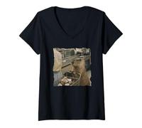 Femme Art de Shopping Vintage Capybara pour Les Amoureux des Animaux T-Shirt avec Col en V