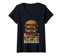 Femme Art de Style Graphique I Can't Quit Burgers T-Shirt avec Col en V
