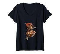 Femme Art d'esprit de Combat de Cheval de Guerre T-Shirt avec Col en V