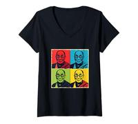 Femme Art du Dalaï Lama T-Shirt avec Col en V