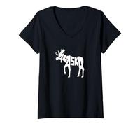 Femme Art du Mot de l'orignal de l'Alaska - Animal Amusant T-Shirt avec Col en V