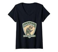 Femme Art d'un guerrier éteint mais mortel de l'unité Dino Patrol T-Shirt avec Col en V