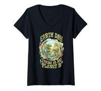 Femme Art écologique du Jour de la Terre, il n’y a Pas de planète T-Shirt avec Col en V