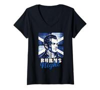 Femme Art écossais en Tartan écossais de la soirée de Robert Burns T-Shirt avec Col en V