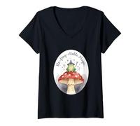 Femme Art Fantastique de Magic Grenouille Wizard à ne Pas Laisser Griller T-Shirt avec Col en V
