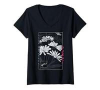 Femme Art Floral Abstrait de Dubaï imprimé Arabe Moderne T-Shirt avec Col en V