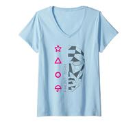 Femme Art géométrique de Squid Game Front Man T-Shirt avec Col en V