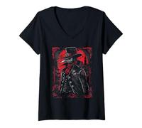 Femme Art gothique gothique peste docteur gothique esthétique T-Shirt avec Col en V