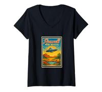 Femme Art graphique rétro vintage Roswell New Mexico NM UFOlogy T-Shirt avec Col en V