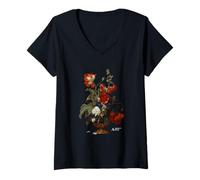 Femme Art Graphique Vase de Fleurs PAPL2973 T-Shirt avec Col en V