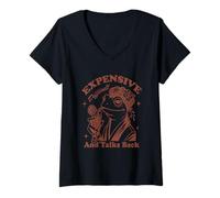 Femme Art Grenouille Difficile et Parle Cher T-Shirt avec Col en V