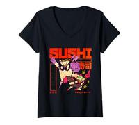 Femme Art Humoristique pour Les Amoureux du Sushi T-Shirt avec Col en V