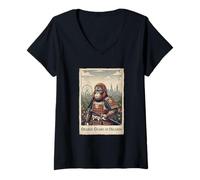Femme Art Japonais Ukiyo-e Orlando Gorilla T-Shirt avec Col en V