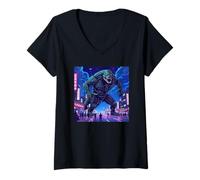 Femme Art kaiju japonais rétro vintage, légendaire rare kaiju T-Shirt avec Col en V