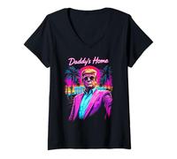 Femme Art mème drôle de la Maison de Papa de Donald Trump T-Shirt avec Col en V