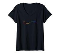 Femme Art minimaliste abstrait | Drapeau arc-en-ciel LGBT Pride T-Shirt avec Col en V