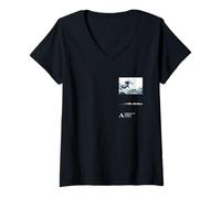 Femme Art Moderne Graphique Hiroshige Wave PAPL847 T-Shirt avec Col en V