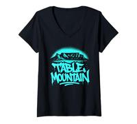 Femme Art Mondial de Graffiti de la Montagne de la Table T-Shirt avec Col en V