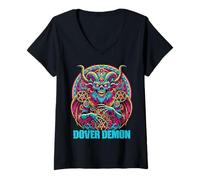 Femme Art Mythique du Folklore cryptide de Douvres Demon T-Shirt avec Col en V