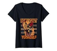 Femme Art mythologique Vintage du phénix renaissant de Ses Cendres, Renaissance et feu T-Shirt avec Col en V