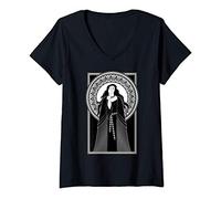 Femme Art Nouveau Tarot Prêtresse Gothique Sorcière Vampire T-Shirt avec Col en V
