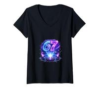Femme Art numérique de 67 Cosmic Portal Light T-Shirt avec Col en V