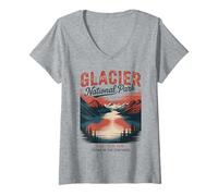 Femme Art paysager du Parc National des Glaciers d'Amérique T-Shirt avec Col en V